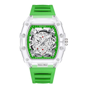 Transparent Barrel-Shaped Quartz Watch for Men – Personalized Fashion Waterproof Luxury Timepiece
