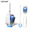SOPAMI Disposable Toilet Brush Kit - 32/16 Refill Heads & Holder, Rotating No-Touch Deep Cleaner for Under-Rim & Corner, Bathroom Cleaning Tool for Home, RV