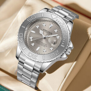 Men’s Gray Yacht-Inspired Quartz Watch – Luminous Stainless Steel Timepiece
