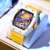 Men’s Barrel-Shaped Quartz Watch with Smiley Face Dial | Luminous Hollow Fashion Wristwatch