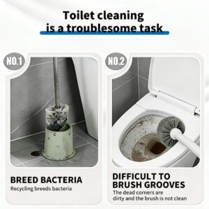 SOPAMI Disposable Toilet Brush Kit - 32/16 Refill Heads & Holder, Rotating No-Touch Deep Cleaner for Under-Rim & Corner, Bathroom Cleaning Tool for Home, RV