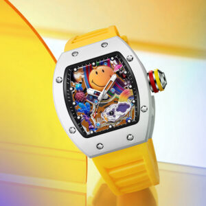 Men’s Barrel-Shaped Quartz Watch with Smiley Face Dial | Luminous Hollow Fashion Wristwatch
