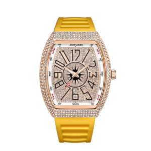 Men’s Diamond Accent Barrel Watch – Retro Quartz Fashion Timepiece