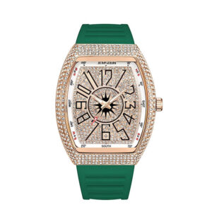 Men’s Diamond Accent Barrel Watch – Retro Quartz Fashion Timepiece