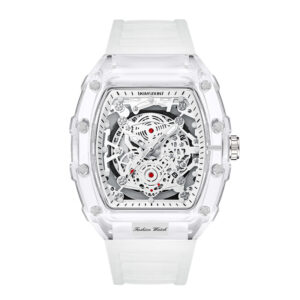 Transparent Barrel-Shaped Quartz Watch for Men – Personalized Fashion Waterproof Luxury Timepiece