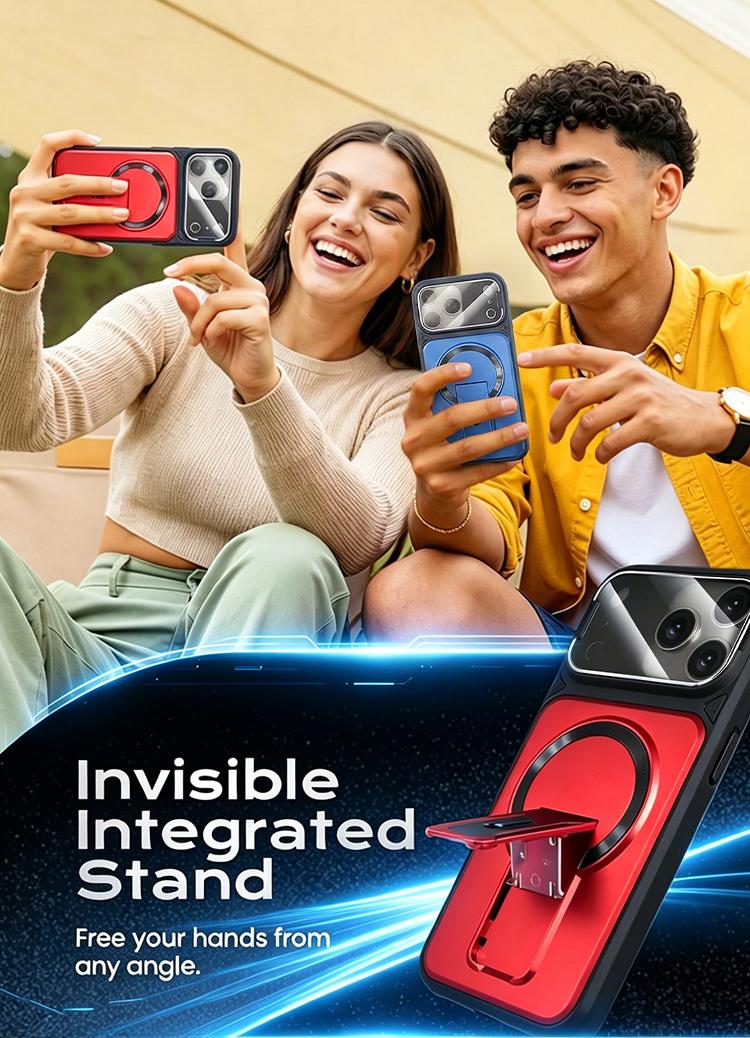 Multifunctional Lens Protection Case with Invisible Stand & Camera Protection for iPhone
