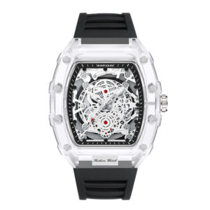 Transparent Barrel-Shaped Quartz Watch for Men – Personalized Fashion Waterproof Luxury Timepiece