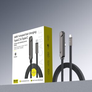 240W Fast Charging Dual USB-C Braided Zinc Alloy Cable for Tablets & Gaming