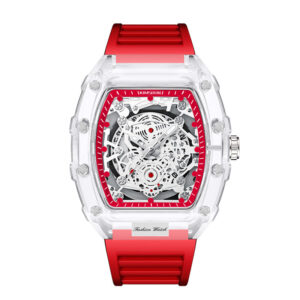 Transparent Barrel-Shaped Quartz Watch for Men – Personalized Fashion Waterproof Luxury Timepiece
