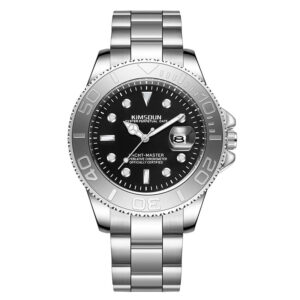 Men’s Gray Yacht-Inspired Quartz Watch – Luminous Stainless Steel Timepiece