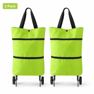 【10inch*18inch】Foldable Shopping Trolley Bag with Wheels, Portable Reusable Grocery Tote, Lightweight Rolling Shopping Cart Bag with Carry Handles for Supermarket, Travel, Laundry and Daily Use