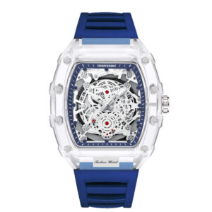 Transparent Barrel-Shaped Quartz Watch for Men – Personalized Fashion Waterproof Luxury Timepiece
