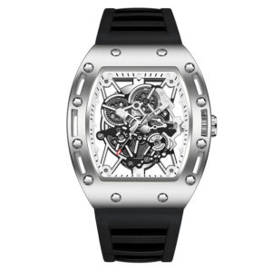 Men’s Barrel-Shaped Quartz Watch | Luminous Hollow Design Fashion Wristwatch