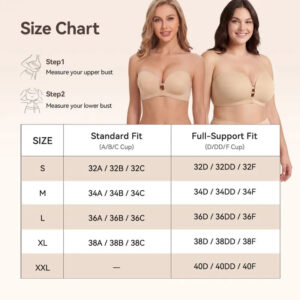 LUCKMEEY Womens Strapless Front Closure Bra Push Up Lift Bra Padded Add Cup Non Slip Anti-Slip Grip & Removable Straps Fit Outfits Wireless Supportive Seamless Comfortable